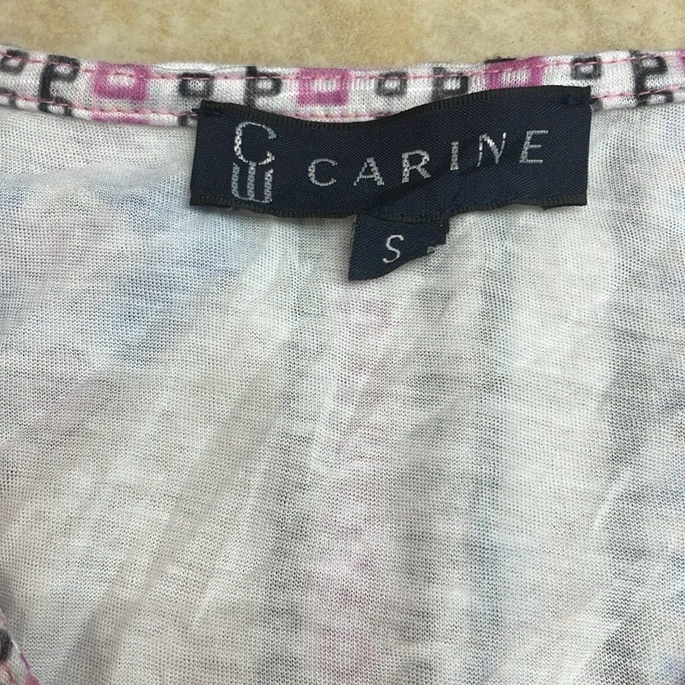 Carine Dress Size S Mini Crinkle Fabric Ruffle Sleeveless Lined White Blue - Picture 8 of 9